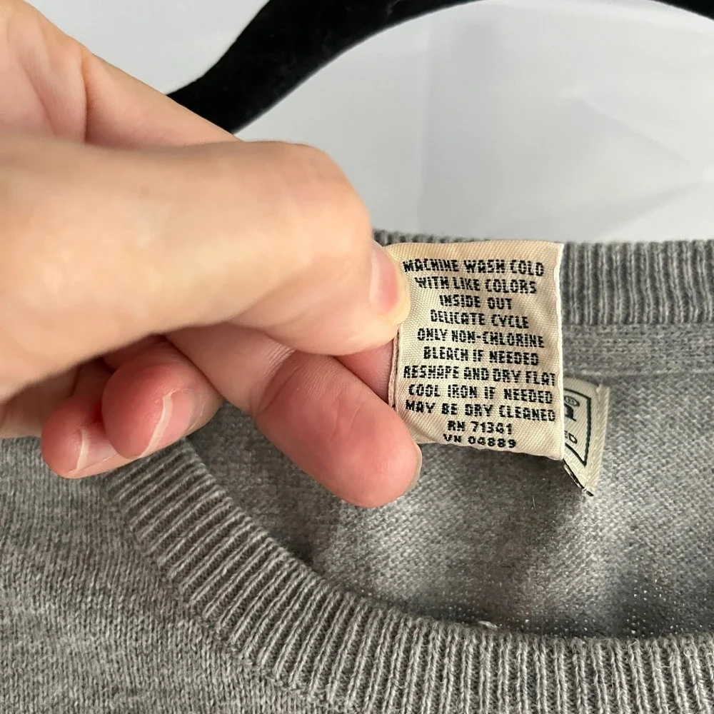 LL Bean Mens XL Gray Cotton Cashmere Crewneck Sweater OJDG1 Long Sleeve